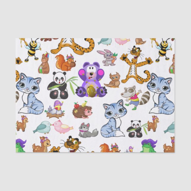 Papier Mousseline Motif Animaux (Recto)