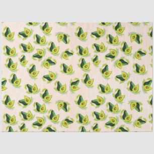 Papier Mousseline Motif Aquarelle Avocados Vert