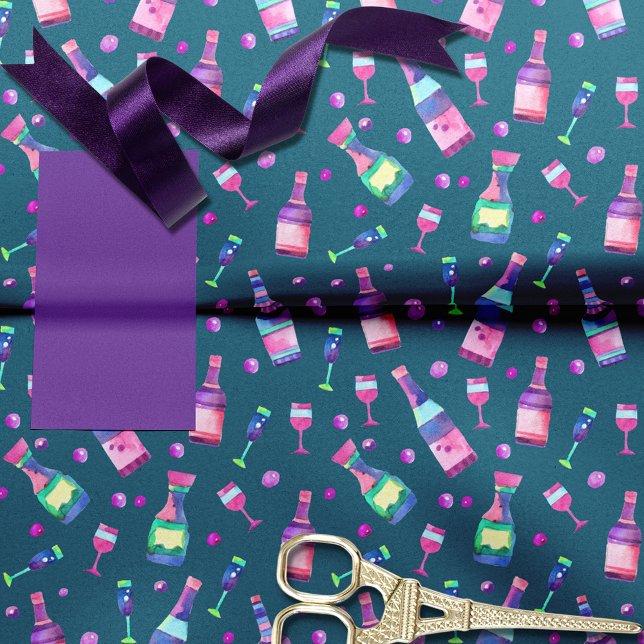 Papier Mousseline Motif aquarelle d'alcool | Sarcelle foncée (Créateur téléchargé)