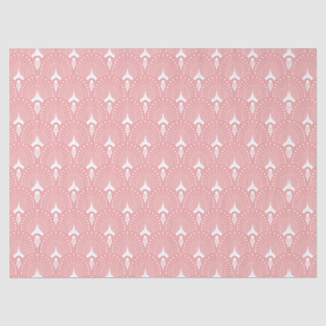 Papier Mousseline Motif art déco rose et blanc (Recto)