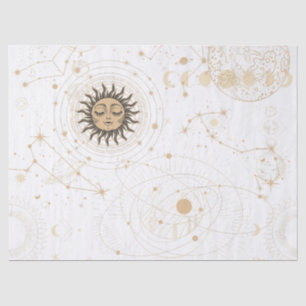 Papier Mousseline Motif Astrologique Black Gold