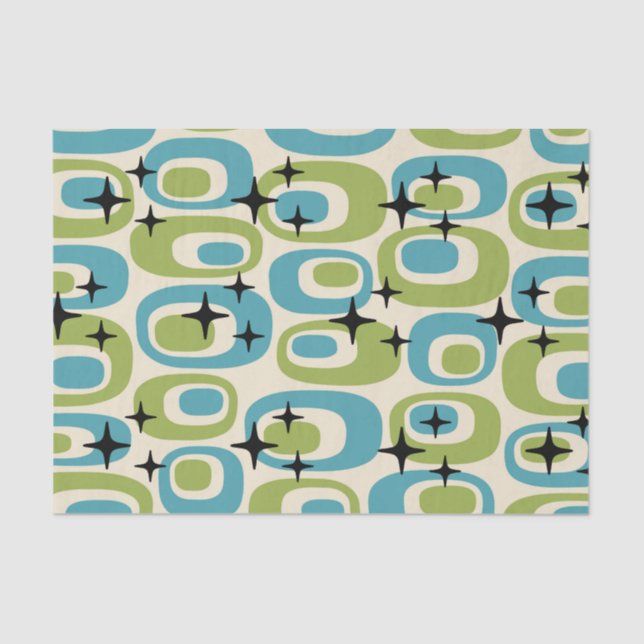 Papier Mousseline Motif atomique moderne du milieu du siècle (Recto)