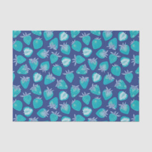 Papier Mousseline Motif aux fraises bleues