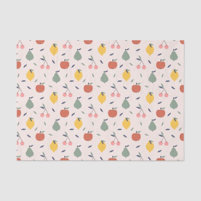 Papier Mousseline Motif aux fruits mignons (Recto)