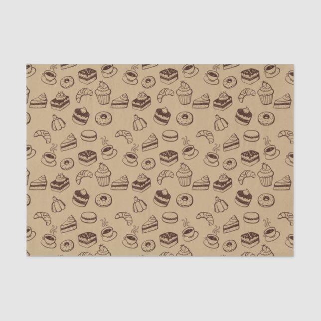 Papier Mousseline Motif avec des gâteaux, des desserts et la (Recto)