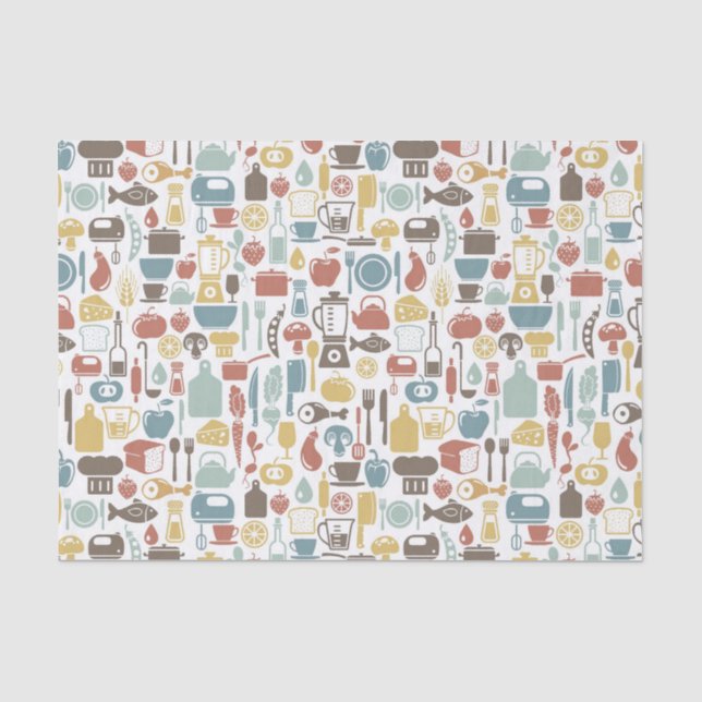 Papier Mousseline Motif avec des icônes de cuisine (Recto)