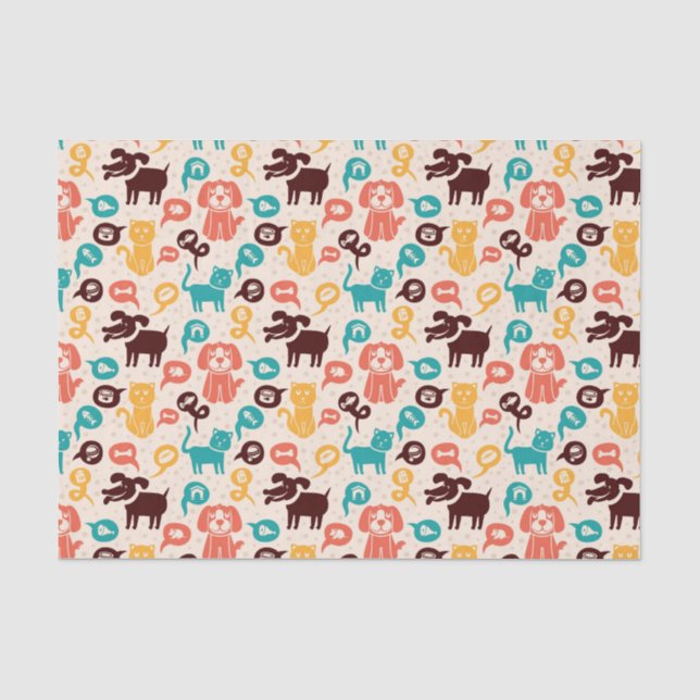 Papier Mousseline Motif avec les chats et les chiens drôles (Recto)