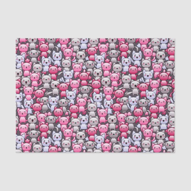 Papier Mousseline motif avec les chats mignons 2 de griffonnage de (Recto)