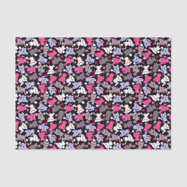 Papier Mousseline motif avec les chats mignons 3 de griffonnage de (Recto)