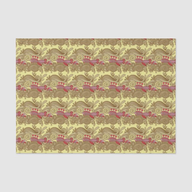 Papier Mousseline Motif avec les poissons et la vague (Recto)