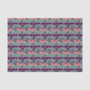 Papier Mousseline Motif avec les poissons et la vague pourpre