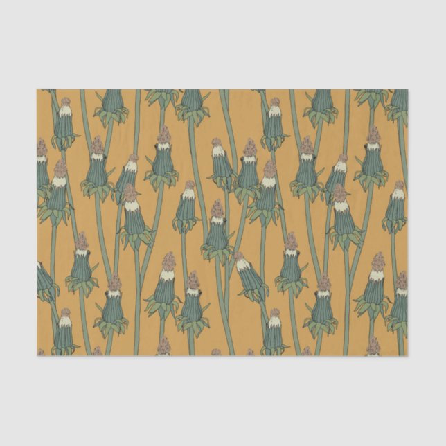 Papier Mousseline Motif avec pandelion non ouvert (Recto)