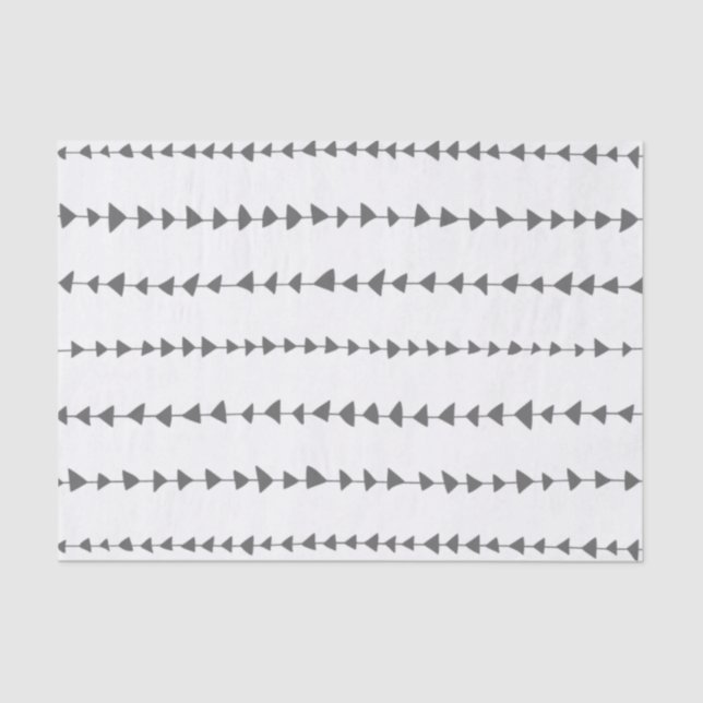 Papier Mousseline Motif aztèque de flèches de blanc gris de charbon (Recto)