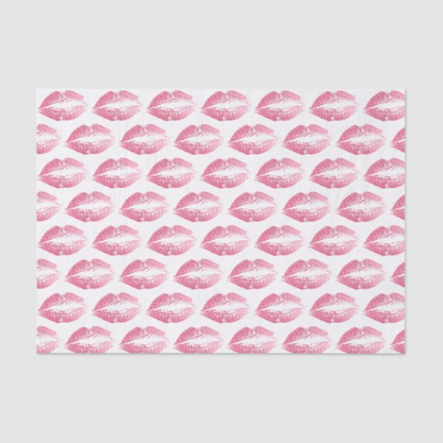 Papier Mousseline Motif baiser parties scintillant rose (Recto)