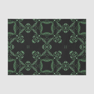 Papier Mousseline Motif baroque Vintage noir et vert