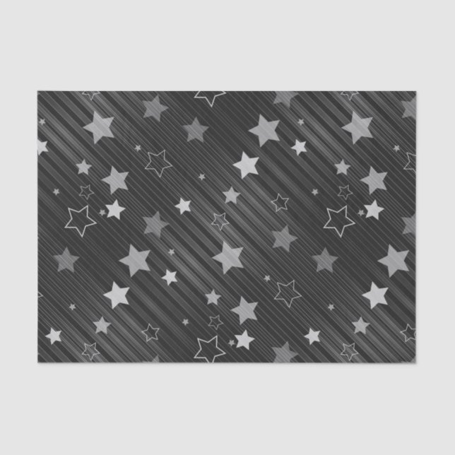 Papier Mousseline Motif Black Stars (Recto)