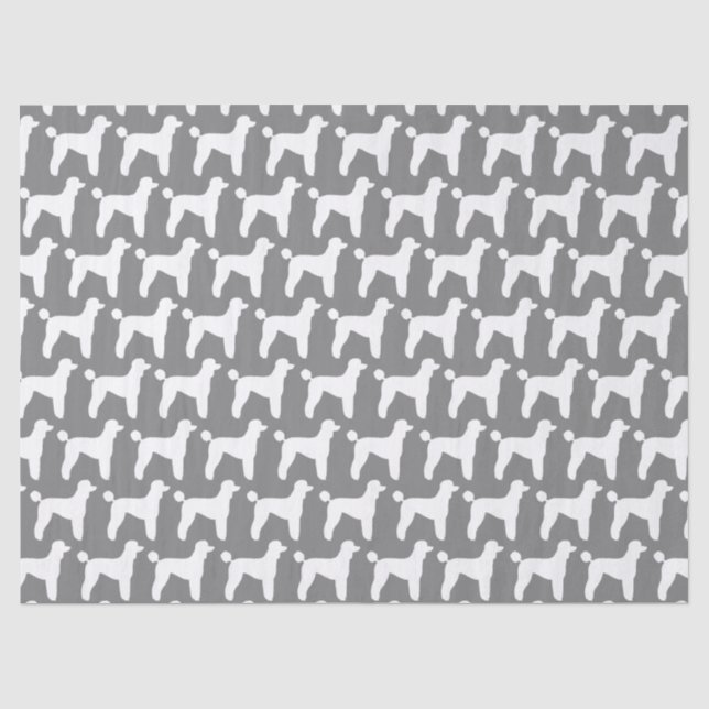 Papier Mousseline Motif blanc de silhouettes de caniche standard (Recto)