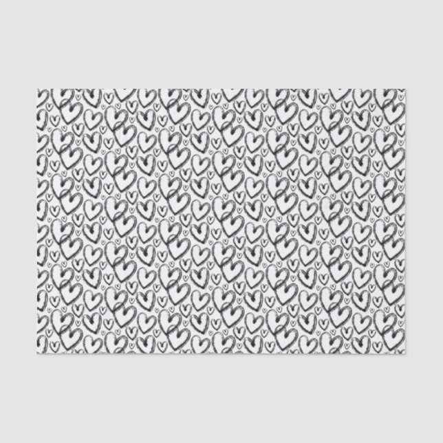 Papier Mousseline Motif blanc noir du coeur de brosse moderne (Recto)
