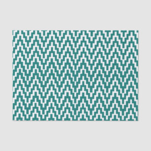 Papier Mousseline Motif blanc turquoise de rayures de zigzag d'Ikat