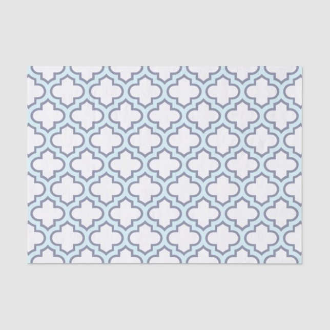 Papier Mousseline Motif bleu-clair élégant de Quatrefoil de Marocain (Recto)