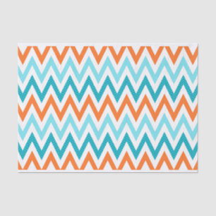 Papier Mousseline Motif bleu de zigzag d'Aqua orange moderne de