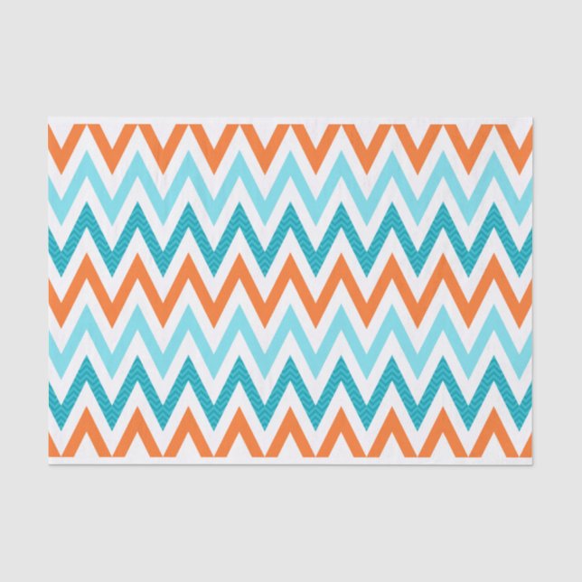 Papier Mousseline Motif bleu de zigzag d'Aqua orange moderne de (Recto)