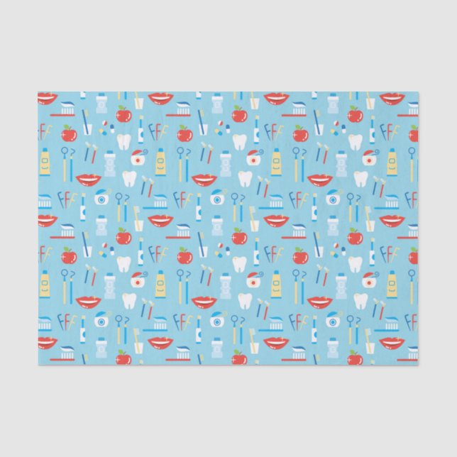 Papier Mousseline Motif bleu dentaire (Recto)
