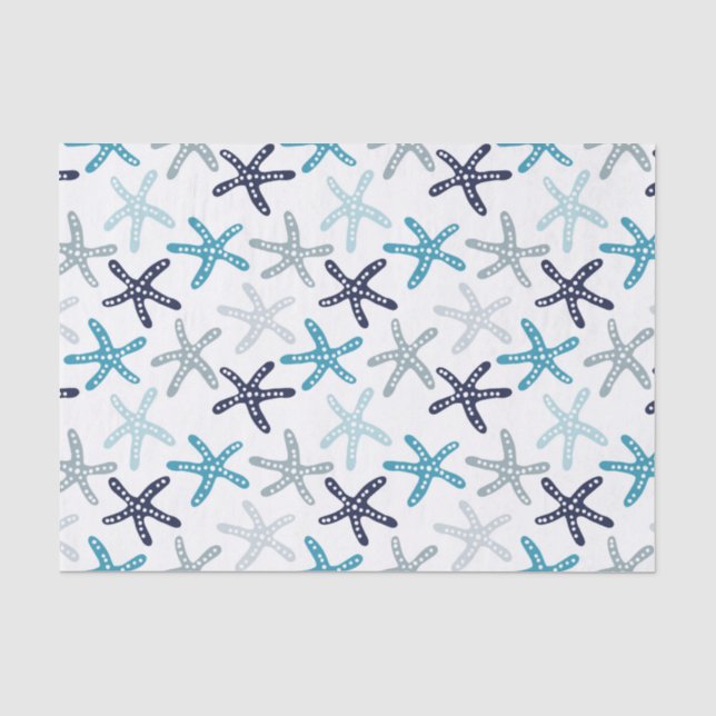 Papier Mousseline Motif bleu d'étoiles de mer (Recto)