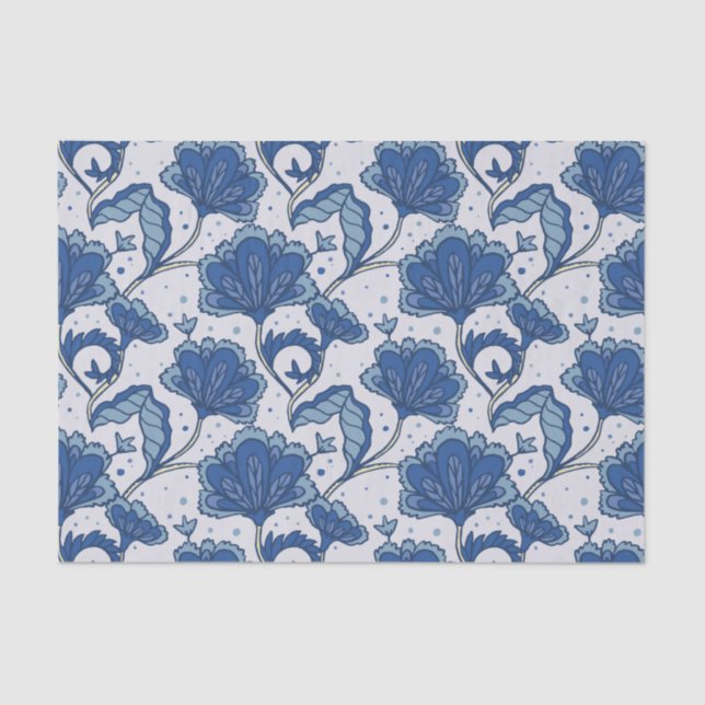 Papier Mousseline Motif bleu élégant moderne de batik (Recto)