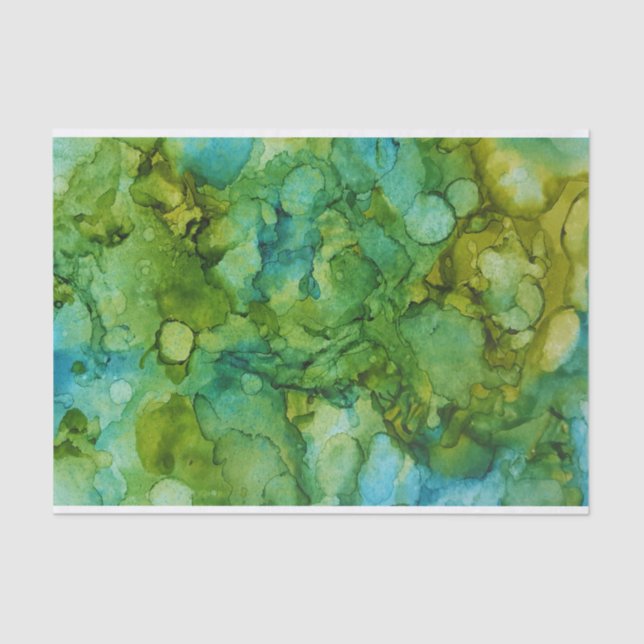 Papier Mousseline Motif bleu et vert lumineux audacieux d'art (Recto)