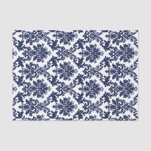 Papier Mousseline Motif bleu marine et blanc (Recto)