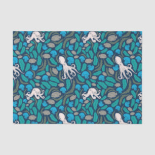 Papier Mousseline Motif bleu Turquoise de la méduse d'Octopus