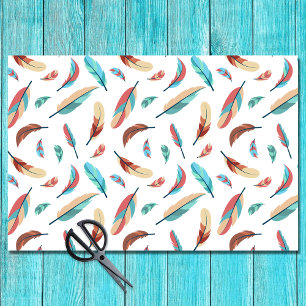 Papier Mousseline Motif Boho Chic Feather