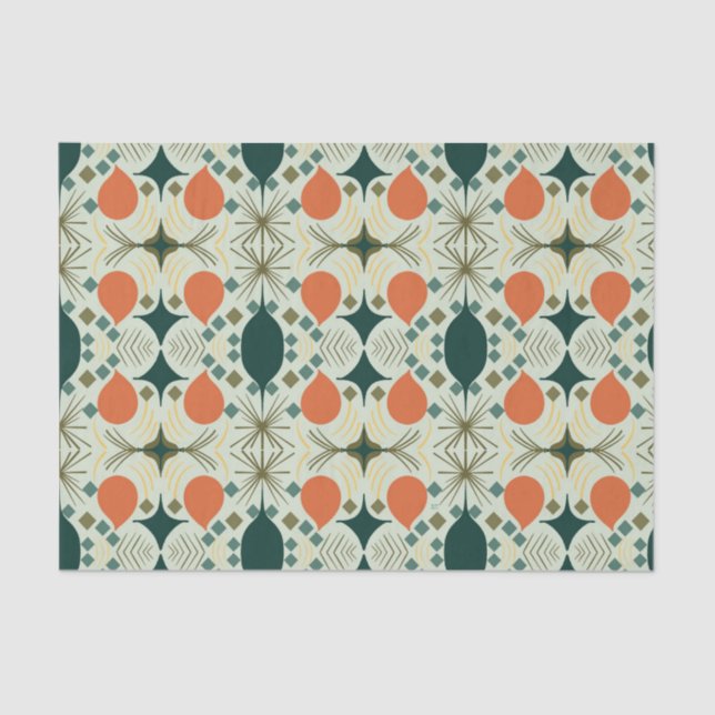 Papier Mousseline Motif Boho géométrique de la menthe de diamant (Recto)