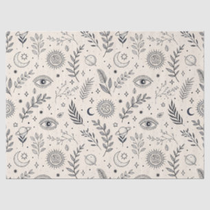 Papier Mousseline Motif Botanique Céleste (5)