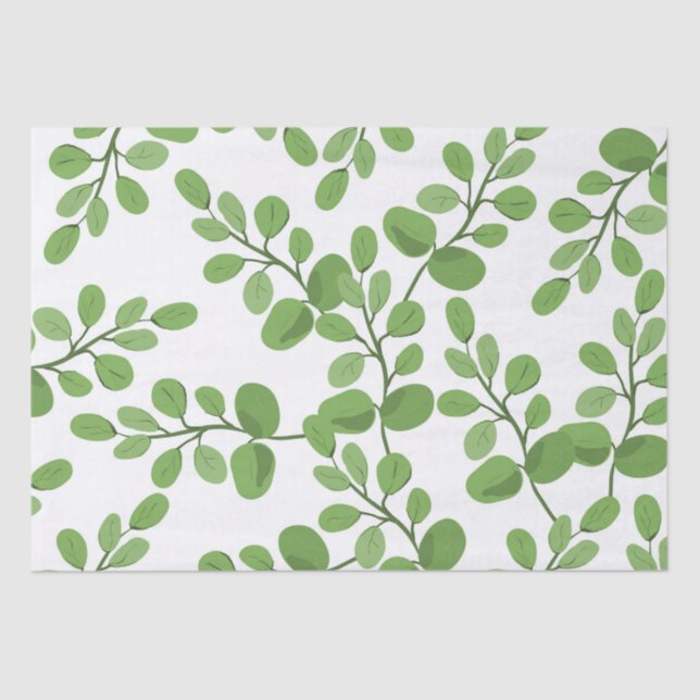 Papier Mousseline Motif botanique vert de printemps moderne Feuilles (Recto)