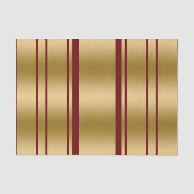 Papier Mousseline Motif Bourgogne & Gold Stripes (Recto)