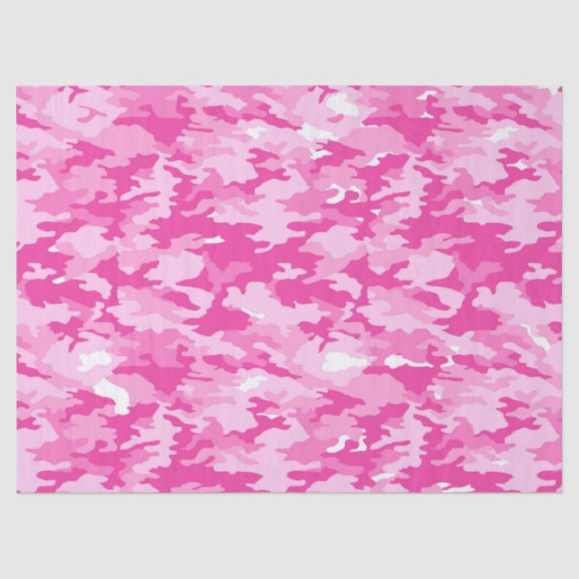 Papier Mousseline Motif camouflage rose – Sensibilisation au cancer  (Recto)