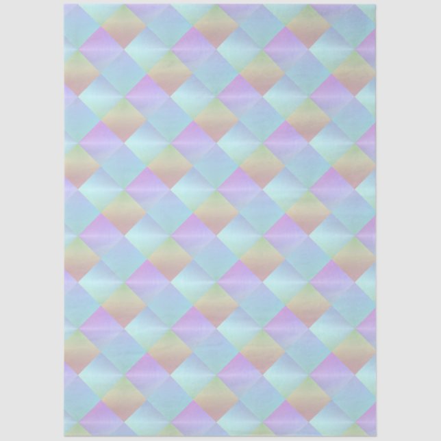 Papier Mousseline Motif Carré Pastel (Recto)