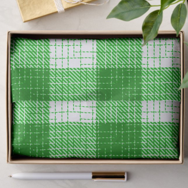 Papier Mousseline Motif carreaux vert et blanc gras  (Créateur téléchargé)