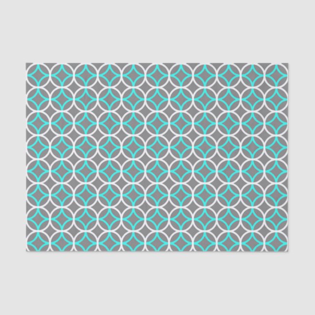 Papier Mousseline Motif Cercle Avec Papier Tissu Turquoise (Recto)