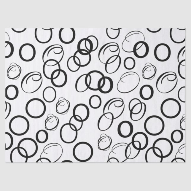 Papier Mousseline Motif Cercle noir et blanc Abstrait (Recto)