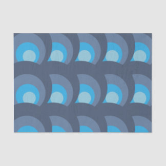 Papier Mousseline Motif Cercles Bleus Rétro