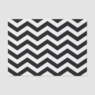 Papier Mousseline Motif Chevron en noir et blanc