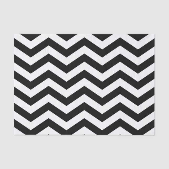 Papier Mousseline Motif Chevron en noir et blanc (Recto)