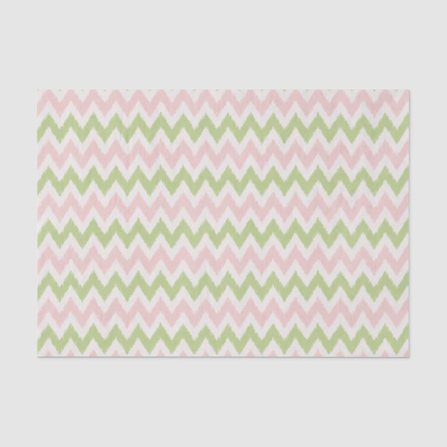Papier Mousseline Motif chevron géométrique rose et vert chic (Recto)