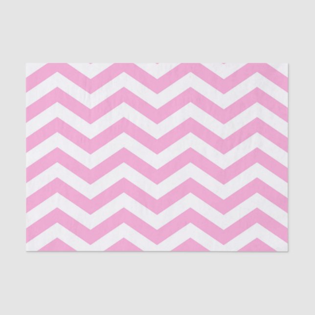 Papier Mousseline Motif Chevron rose et blanc (Recto)