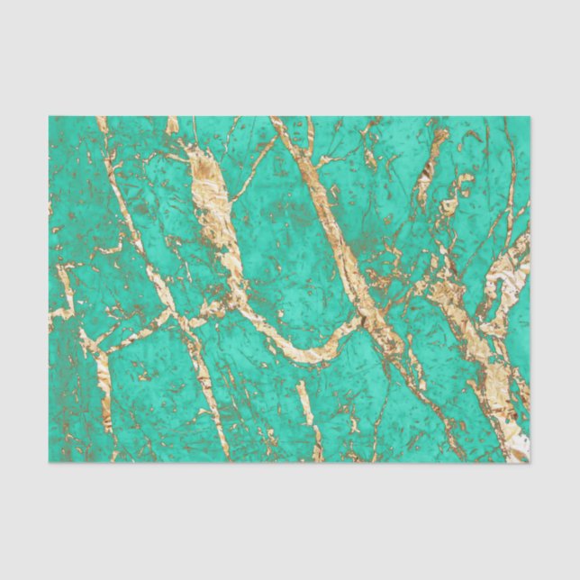 Papier Mousseline Motif chic de marbre de turquoise d'or (Recto)