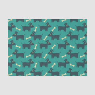 Papier Mousseline Motif chien mignon avec oreilles disquettes et os