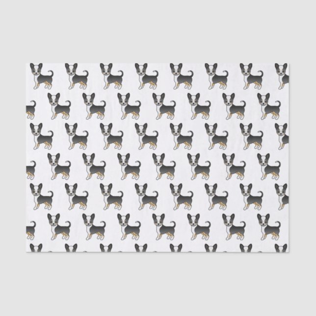 Papier Mousseline Motif Chihuahua Black Tricolor Smooth Coat (Recto)
